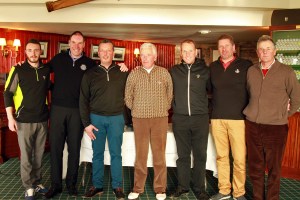 Munster PGA Captain Liam Burns pictured with Liam Higgins and David Higgins, winners of the Munster PGA Pro-Am at Waterville. Picture: Niall O'Shea