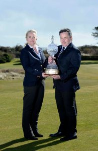 SKILLS CHALLENGE:  European Tour Irish Open Championship Director Antonia Beggs and John Roche, Director of Golf and Business Development for the Confederation of Golf in Ireland (CGI), launch the first ever Irish Open Golf Skills Challenge which is designed to help young golfers, under the age of 15, focus on the key skills of the game.  Teams of boys and girls from golf clubs throughout Northern Ireland and the Republic of Ireland will compete across the key skills of Putting, Chipping, Iron Play and Driving with the winners attending the Pro-Am at this years Dubai Duty Free Irish Open hosted by the Rory Foundation at Royal County Down where they can watch the players practice and meet some of the world's top golfers. Boys teams must have a minimum combined handicap of 64 while the Girls teams must have a minimum combined handicap of 80.  For more information on the competition or to register their teams, club should visit www.cgigolf.org.