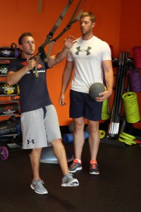 Peter used a variety of training aids to deliver a tailored programme of exercises for the TPI golf fitness programme. Picture: Niall O'Shea