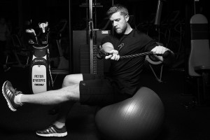 Peter performning one of  exercises from the TPI training programme. Picture: Kestutis Anuzis