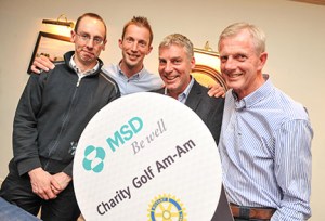 Pictured at the MSD, Bandon Rotary Club Golf Fundraiser at Bandon Golf Club was Michael Walsh, MSD with Mens Winners Mervyn Good, Andrew Kingston and Richard Kingston from Bandon Golf Club. Pic. Provision