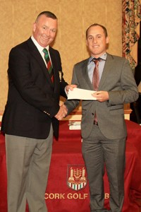 Fergal Deasy, Captain Cork Golf Club presenting first prize to Cian McNamara (Monkstown GC) at the Cork Pro-Am. Monday 10th August 2015. Picture: Niall O'Shea l Cork Golf News