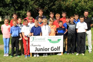 Golfers pictured at the final of the Irish Junior Masters Golf Tour at Fernhill Golf Club on Saturday. Also included is funder Wayne O'Callaghan. Picture: Niall O'Shea